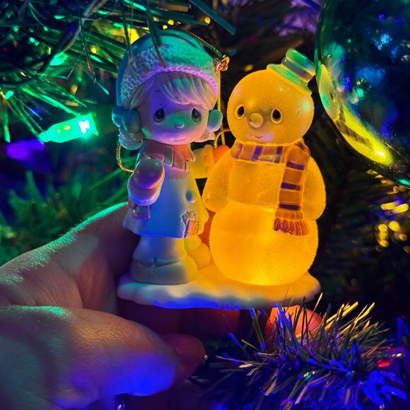 Vintage 1999 Precious Moments Christmas Ornament Light Up Holiday Decor Glitter - Picture 2 of 8